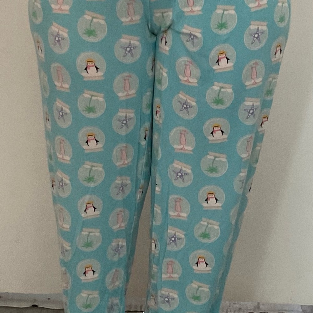 Coral Bay Aqua Pajama Pants with Penguin Print